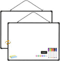 Dry Erase Board for Wall, 24" x 18" Double-Sided Hanging Magnetic Whiteboard with 6 Markers, 6 Magnets and 3 Mini Sticky Notes, Presentation Board for School, Home, Office, Black Frame by Lumspax