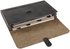 Genuine Leather File Folder, Accordian File Organizer, Leather Document Holder Resume Folio for Men & Women - Grey by GZRHKJLeatherPortfolio