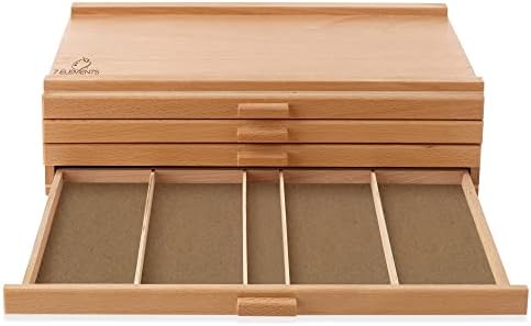 7 Elements 4 Drawer Wooden Artist Storage Supply Box for Pastels, Pencils, Pens, Markers, Brushes and Tools - Image 5