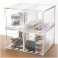 STORi Stackable Desk Organizer drawers, Clear Pen Pencil Makeup Brush drawers for Desktops and Vanities, 4 Tall Drawers (Made in USA) by STORi