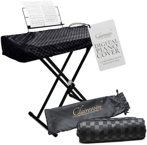 Clairevoire Digital Piano Cover, Piano Keyboard Covers -Protective for Roland Piano Covers FP Series, Durable and Waterproof Piano Keyboard Dust Cover, Piano Keyboard Case -Roland FP-30X Ebony Black by Clairevoire+keyboard+%26+piano+covers