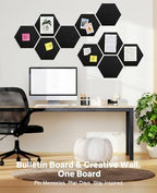 Hexagon Large Cork Bulletin Board Tiles, Peel and Stick Felt Wall Panels for Vision, Message Center, Picture and Prayer Board for Office, Dorm, Room and Desk Decor(Black) - Image 4