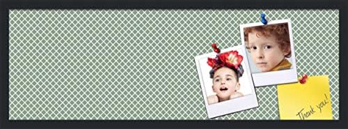 PinPix 36x12 inch Cork Bulletin Board. This Decorative Framed Pin Board Comes with Diamond Pattern in Nile Green Design and Satin Black. Ideal for Home, Office Decor or School (PinPix-380) by PinPixBulletinBoards