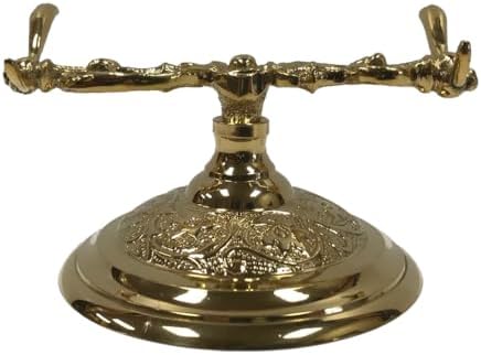 Ornate Brass Desktop Pen Holder with Bone Handle Nib Pen, Vintage Style, Polished Gold, 3.5" Length - Image 3