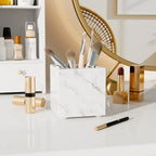 Marble Toothbrush Holder,Pencil Cup,3.9x3.9x3.9in,Carrara White - Image 2