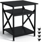 3 Tier Printer Stand, Large 23.6"x23.6" Printer Table with Wheels by Ollieroo