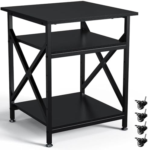 3 Tier Printer Stand, Large 23.6"x23.6" Printer Table with Wheels by Ollieroo