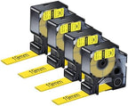 NineLeaf 4 Pack Compatible Labels Tape Replacement for Dymo 18058 3/4 inch Black on Yellow Heat Shrink Tube Labels 19mm x 1.5m for Wires and Cables Use in Rhino 4200 5200 5000 6000 3M Label Maker by NineLeaf