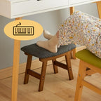 Foot Stool Ottoman Foot Rest Under Desk,Small Stool for Living Room, Bedroom and Kitchen (Brown Legs - Gray Stool Surface) - Image 6