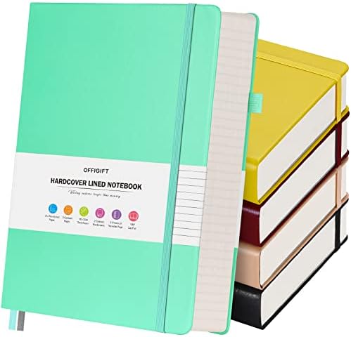 5 Pack College Ruled Notebook Bulk, A5, 312 Numbered Page Thick Journal Set by OFFIGIFT