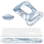 Ospelelf Mouse Pad with Wrist Rest and Ergonomic Gel Keyboard Hand Wrist, Support for Typing Gaming, Relieve Wrist Pain, Cool & Easy to Clean, for Office, Programmer, Home Computer Use, Silvery by OspelelfOfficeSupplies