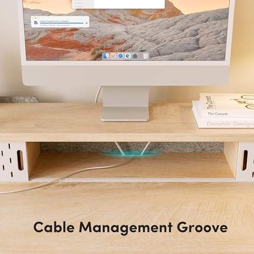 FEZIBO 48 X 24 Inch Standing Desk with Storage, Adjustable Height Sit Stand Desk with Sliding Pegboard Organizer, Felt Wall Bumper, Monitor Arm Compatible for Home Office Workstation, Maple - Image 7
