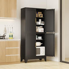 75" Tall Kitchen Pantry Cabinet, Black Metal Pantry Storage by RISTERN
