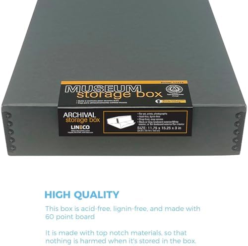 Lineco Drop Front Archival Storage Box, 11.75x15.25x3 in, Gray, 2 Pack - Image 4