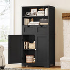 Iwell Tall Storage Cabinet, Black Storage Cabinet & Adjustable Shelves, Bathroom Cabinet for Living Room, Dining Room, Entryway, Black - Image 5