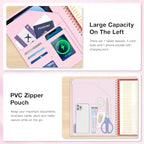 Ospelelf Leather Clipboard with Storage, Spiral Clipboard Folio for Letter Size with Phone Pocket, Zipper Pouch and 5 Dividers, Portfolio Organizer for Office, School Pink - Image 3