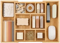 Bamboo Drawer Organizer Expandable Desk Storage Set, 10 Adjustable Compartment Junk Drawer Divider and Trays Containers for Kitchen Utensil, Office Supplies, Makeup, Jewelry & Cosmetics Organization by EHME+EHME+EHME