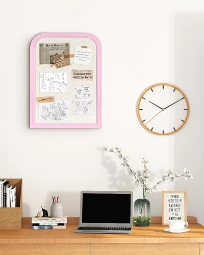 Bulletin Board with Linen, 23.6x17.7 inches Bulletin Board with Pink Wood Style Frame, Decorative Hanging Pin Board Vision Board Message Board for Office School Home Decor(2R2S,L-PK4560,1p) - Image 5