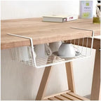 Under Shelf Storage Basket, Pantry Organizers and Laundry Room Organization, Multipurpose Metal Under Cabinet Shelf Wire Basket for Kitchen, Office, Desk (32cm/12.6in) by HAOHIZE
