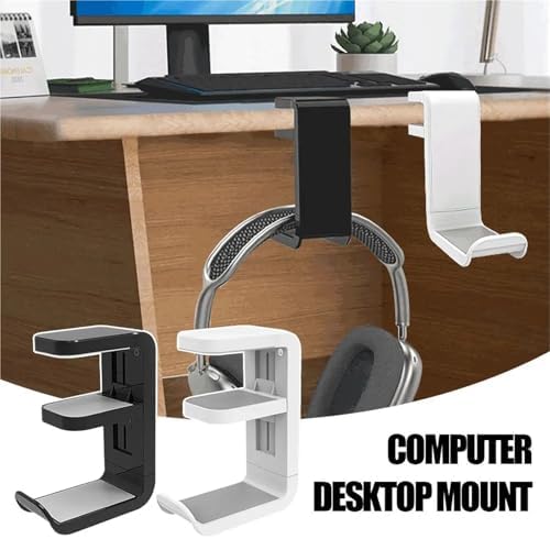 Desk Hook 4/8pcs 360° Rotating Under-Desk Headphone Stand - No-Punch Hanger(White,4pcs) - Image 3