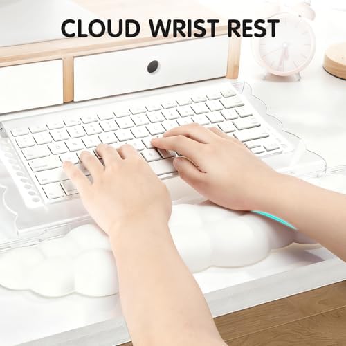 White Acrylic Keyboard Stand with Wrist Rest，Detachable/Adjustable Width - Image 3