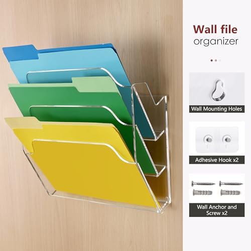 DINGHUO 3 Pockets Acrylic Hanging Wall File Organizer for Office - Image 3
