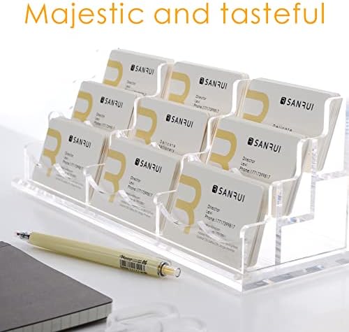 SANRUI Acrylic Business Card Holder, Clear Desk Card Organizer Stand 9 Slot - Image 7