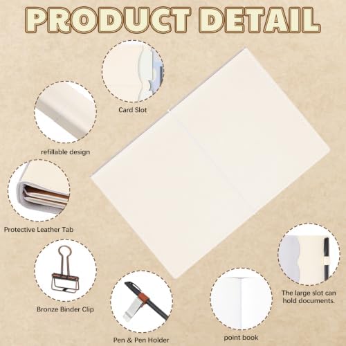 Eaasty Leather A5 Travelers Journal Notebook Cover, White - Image 3