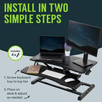 TechOrbits Standing Desk Converter-32-inch Height Adjustable, MDF Wood, Sit Riser-Black, 32" - Image 5