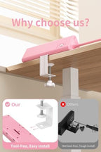 AnnTane Desk Clamp Power Strip USBC, 40W Fast Charging, 6.5 Ft, Pink - Image 2