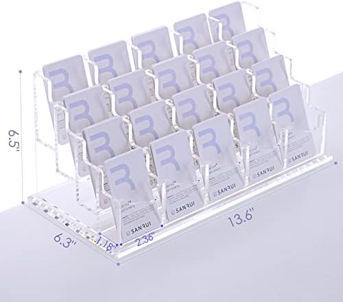 SANRUI Acrylic Business Card Holder for Desk, 20-Slot Vertical Clear - Image 2