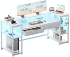 Pamray 58 Inch Gaming Computer Desk with Monitor Stand Drawers and Shelves - Image 3