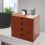 Wooden Storage Organizer with 4 Drawers, Vintage Desktop Wooden Drawers Cabinet, Desktop Organizer for Office, Home, Desk, Bedroom - Image 7