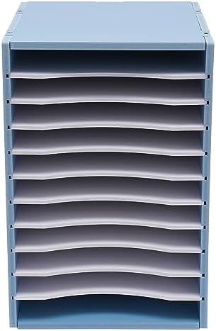 Vertical Desktop Literature Organizer, 11‑compartment File Sorter, Blue - Image 2