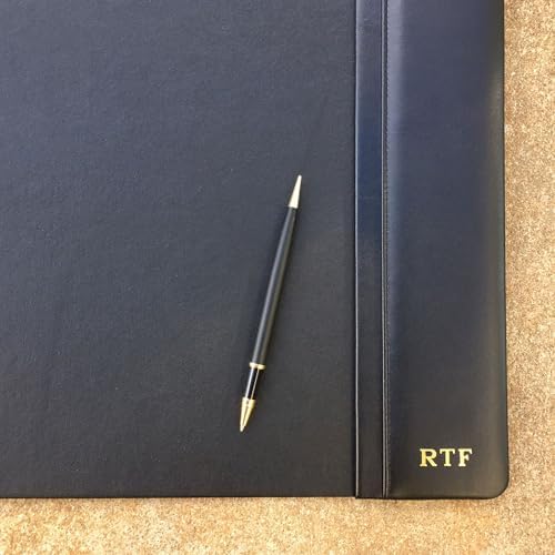 Dacasso Black Leather 22" x 14" Side Rails Desk Pad - Image 6