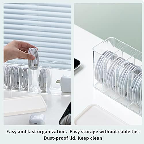 Cord Storage Organizer Box with Lid, Easy Organizer Without Cable Ties, Clear Electronics Organizer for Home Office Desk (Stackable-4Pack) - Image 3