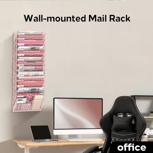 14-Tier Wall File Organizer and Hanging File Organizer, Pink - Image 6