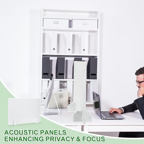 PATIKIL Desk Dividers 24" x 16", 2 Pack Desk Privacy Panel Freestanding Noise Reducing Partition Acoustic Panel with 4Pcs Support Feet for Testing Office Home Library Pure White Style C - Image 6