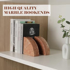 Karibiber Marble Bookend for Shelves, Non-Skid Bookends for Heavy Books, Heavy Duty Book Stopper for CDs, Luxury Book Shelf Holder, Quarter Circle Design Book Ends Decorative, Perlino Rosato, Set of 2 - Image 5