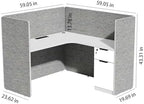 Modular Office Cubicle Workstation with Power Outlet & Locking Storage, 59" L-Shaped Desk with Privacy Panels, Expandable Person Workspace System for Office, Call Center & Corporate Environment - Image 2