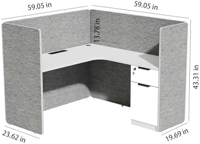 Modular Office Cubicle Workstation with Power Outlet & Locking Storage, 59" L-Shaped Desk with Privacy Panels, Expandable Person Workspace System for Office, Call Center & Corporate Environment - Image 2