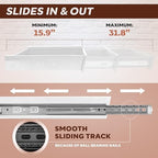 Large 23.6 Inch White Under Desk Drawer Slide Out, Great For The Office, Home And Workspace. Pencil & Undermount Pull Out Under Counter Workbench Attachable Drawer, Made Of Carbon Steel - Image 4