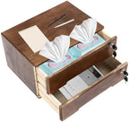 Wooden Desk Organizer with Drawers & Lock, Desktop Countertop Storage Cabinet Lockable Home Office Supplies File Tabletop Organizing Unit (2 Drawer - Retro Walnut) - Image 7