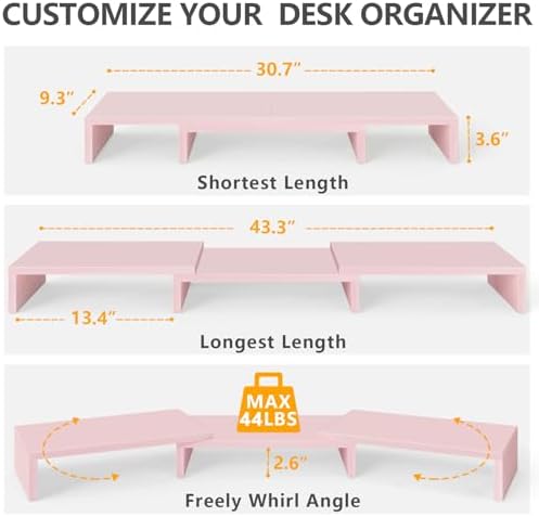TAVR Dual Monitor Stand Riser, Wooden Computer Monitor Stand for 2 Monitors - Image 6