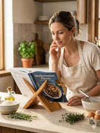 TILISMA Wooden Cook Book Stand - Handmade Olive Cookbook Holder for Reading Hands Free – Plate Stand for Kitchen Counter – Reading Accessories for Kitchen – Holder for Recipes, Books, Ipad and Tablet - Image 7
