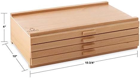 7 Elements 4 Drawer Wooden Artist Storage Supply Box for Pastels, Pencils, Pens, Markers, Brushes and Tools - Image 3