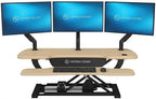 VERSADESK PowerPro 40 Inch Electric Standing Desk Converter – Push-Button Height Adjustable Sit to Stand Desk Riser for Triple Monitors & Laptop – Motorized Desktop Workstation with Wide Keyboard Tray by VERSADESK