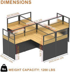 Nykto Office Cubicle Desk with Mute Privacy Panels (B4 Person, Walnut) - Image 2