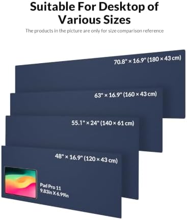 Leather Desk Mat 63" x 17", Navy Blue Large Desk Pad Protector - Image 5