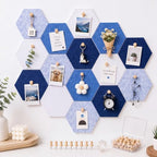 6.7 x 5.9 in 16 Pcs Hexagon Cork Board Tiles, Felt Pin Boards, Blue by Mindsoft